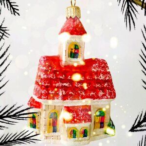 NEW! Authentic Christopher Radko CHURCH SHRINE Chattle Hand Made Glass Ornamet